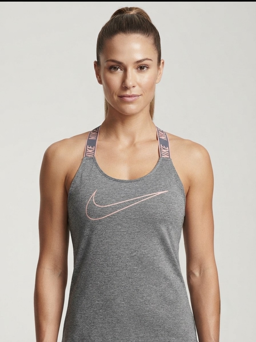 Nike Women's Grey Tank with Pink Logo